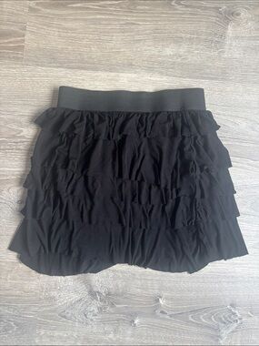 Black Ruffled Mini Skirt - Women's Stylish Layered Skirt